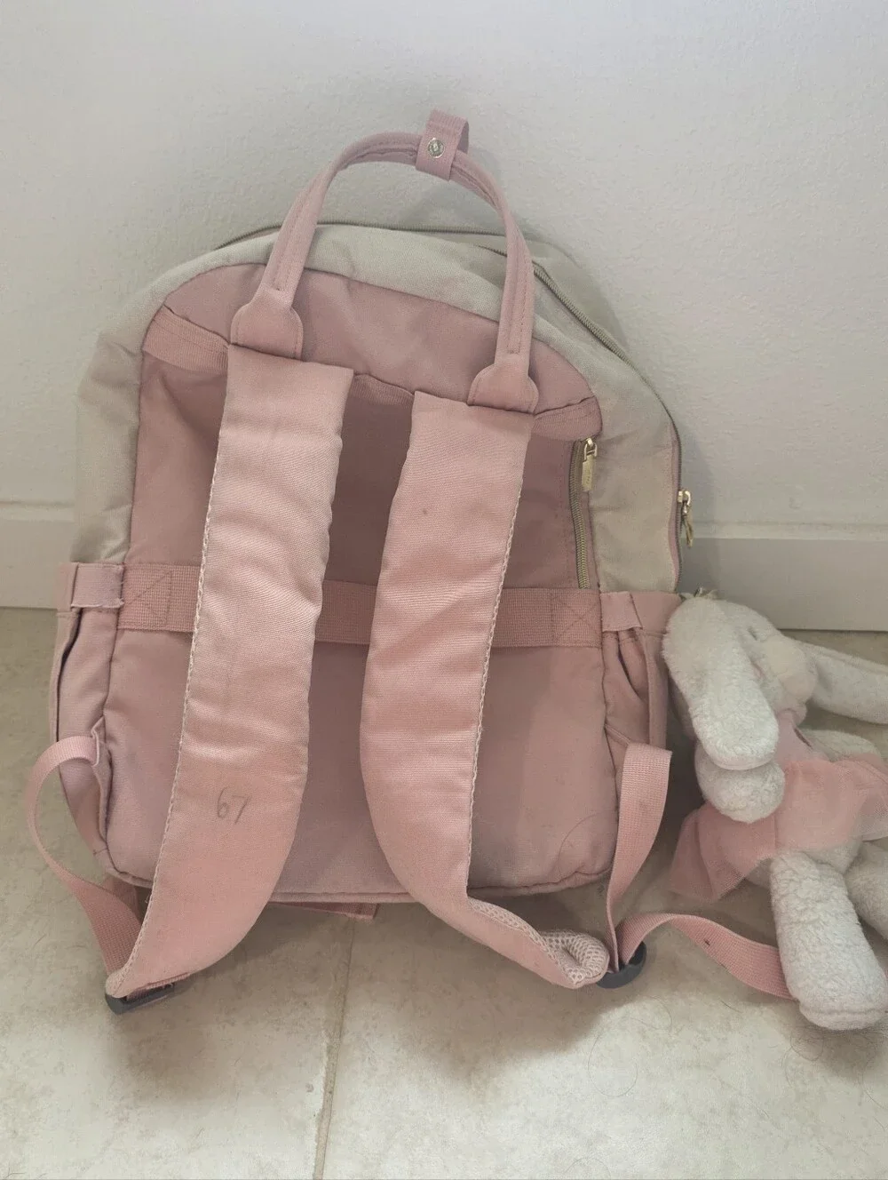 LOVEVOOK Pink Cream Multi Pocket Laptop Backpack Travel Work School Bag